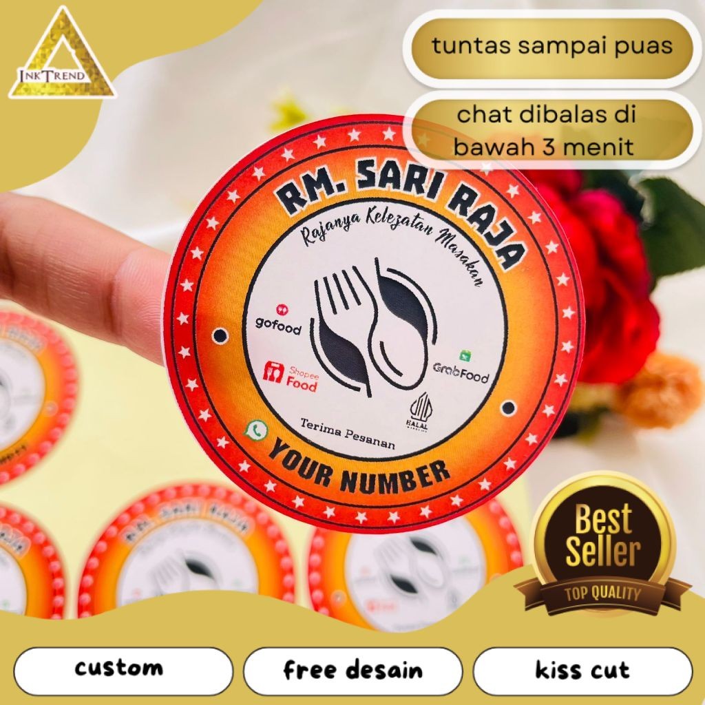 

INKA 2-4 Sticker Warung Nasi Warnas Label Logo Rumah Makan Stiker Restoran Box Dus Free Desain