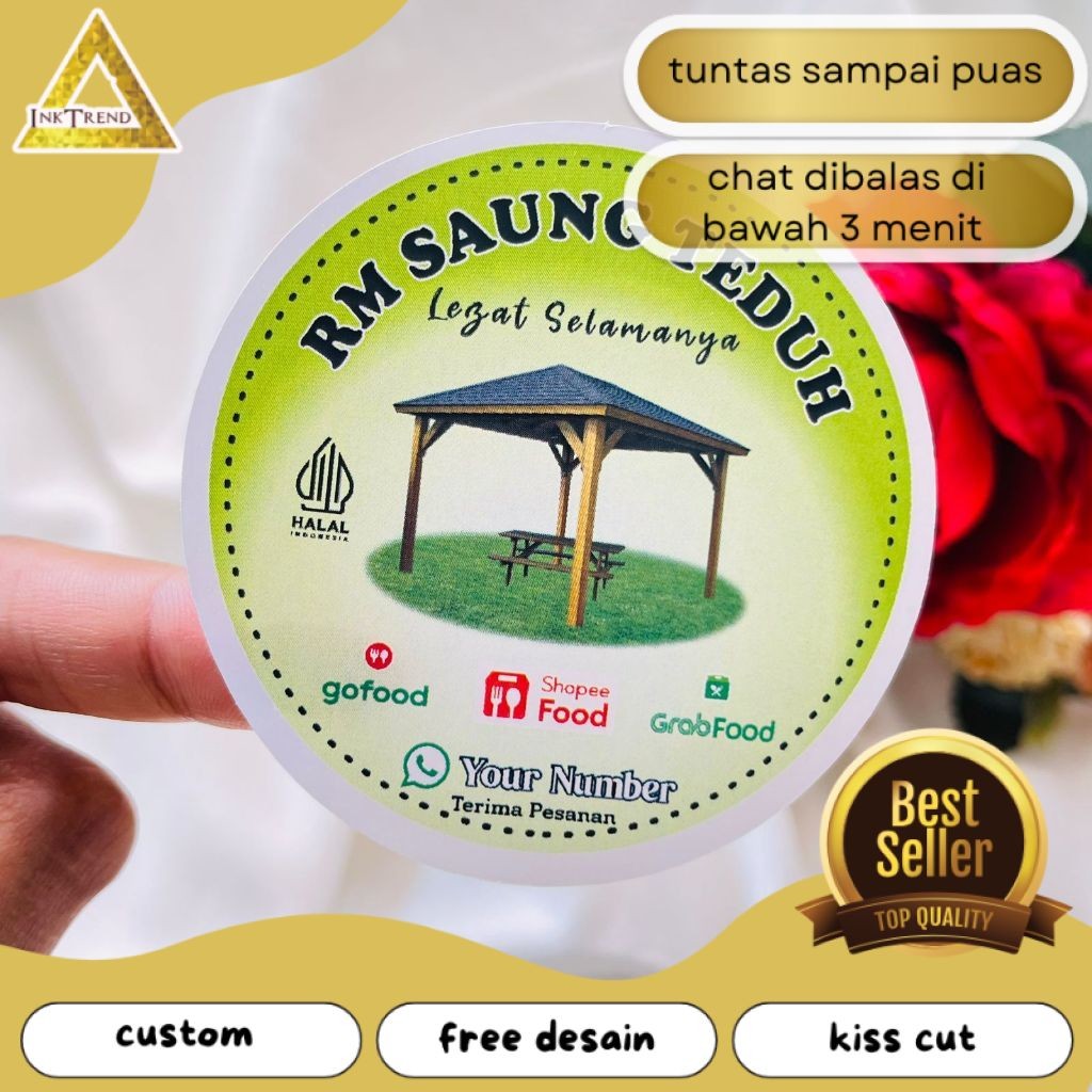 

INKA 9-15 Sticker Print Label Rumah Makan Free Desain Custom Nama Brand Restoran Stiker Chromo Murah