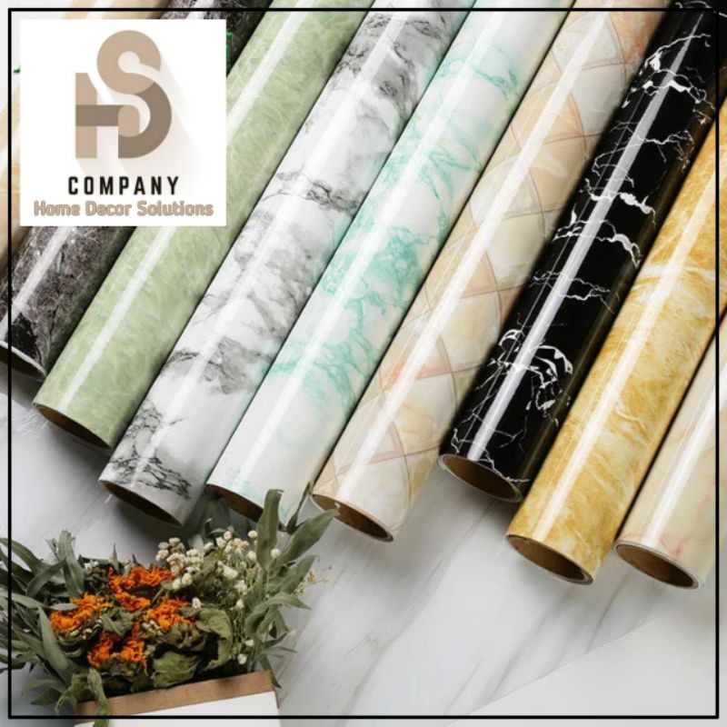 Wallpaper Dinding Dapur Stiker Pelapis Furniture Lemari Meja Anti Minyak Dan Panas Motif Marmer Glos