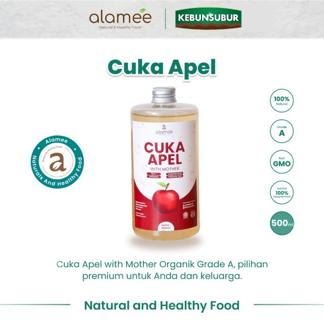 

ALAMEE Cuka Apel Original Organik Apple Cider Vinegar With Mother Sari Buah 500ml Kebunsubur