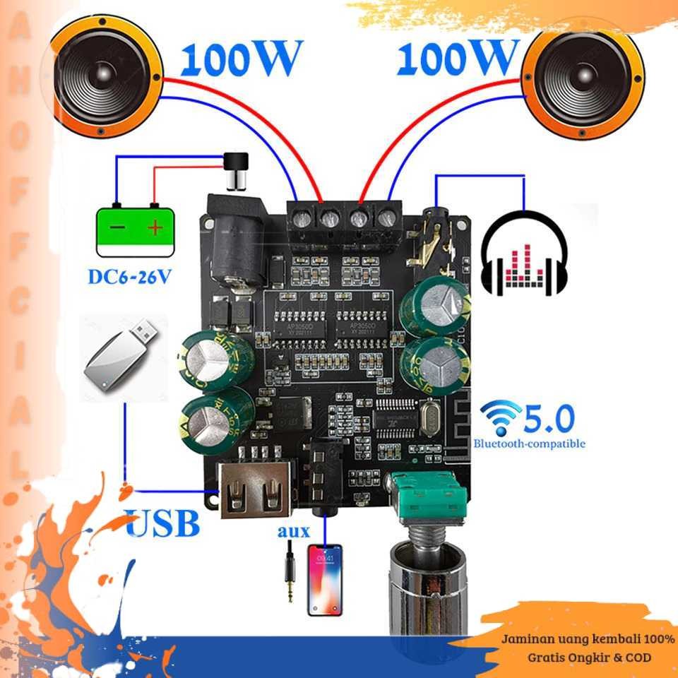 Sinilink XINYI Audio Amplifier Bluetooth 5.0 Class D 2x100W - XY-C100L