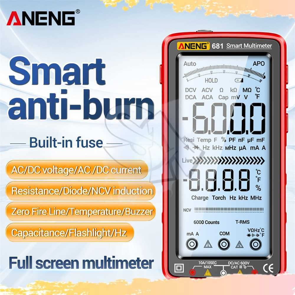 SA - ANENG Digital Multimeter Large LCD Screen 6000 Count 1200mAh - 681