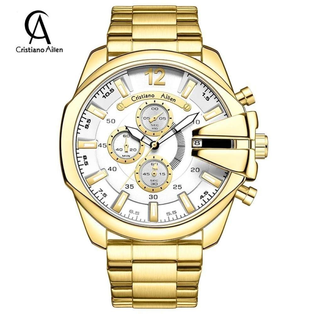 Original 100% Jam Tangan Pria Cristiano Aillen Ca 0832g Quartz Stainless Steel Chronograph
