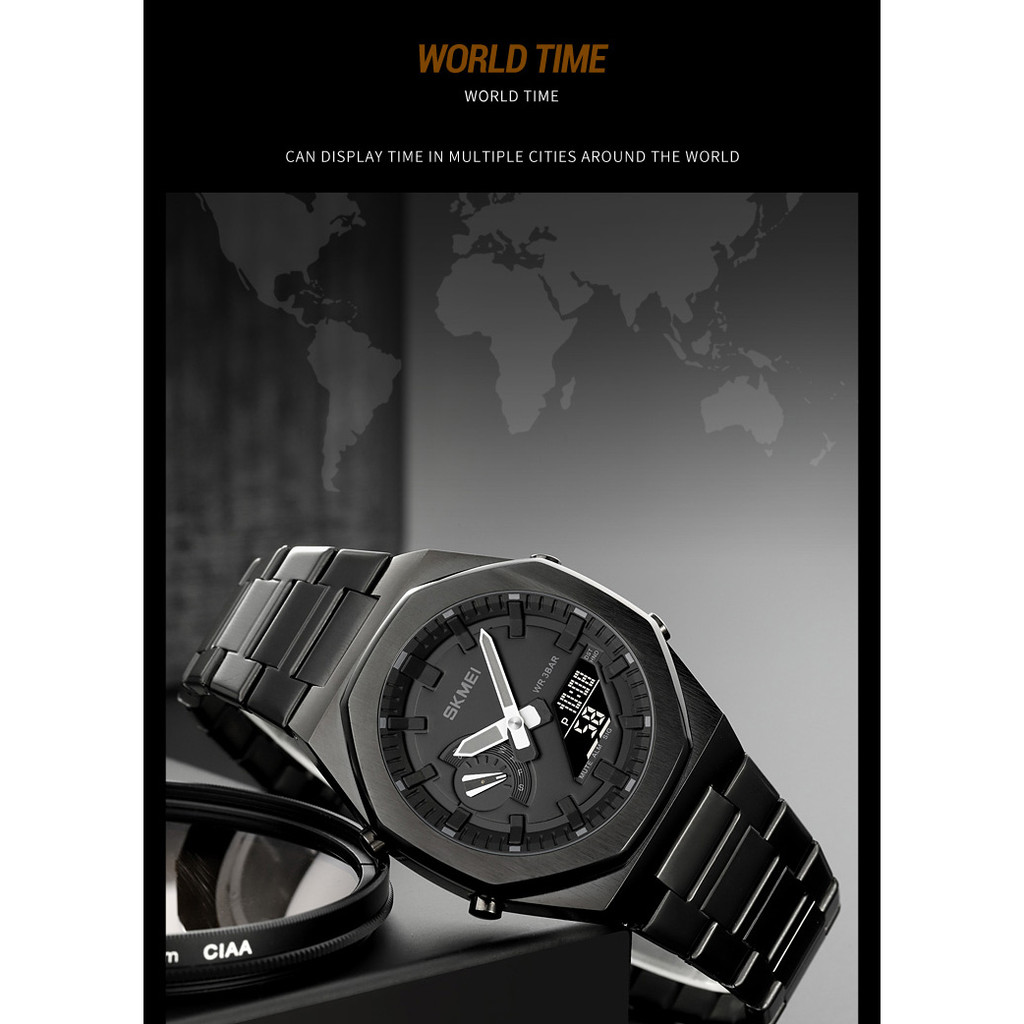 Jam Tangan Elektronik Luminous LED Light World Time Waterproof - 1816 SKMEI