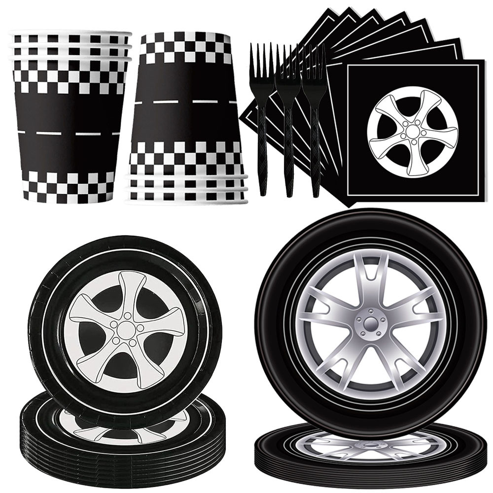 

Race Car Wheel Paper Plates Napkins Cups Racing Car Race Track Party Supplies Two Fast Birthday Baby Shower Birthday Party Decor