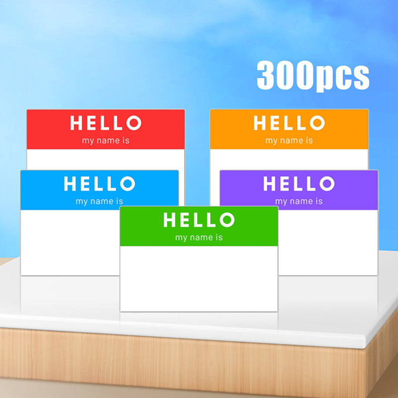 

Sticker Name Tag Labels 300pcs - Label Nama Anak Warna-Warni / Graffiti Tulisan Tangan Hello My Name Is untuk Dinding Meja