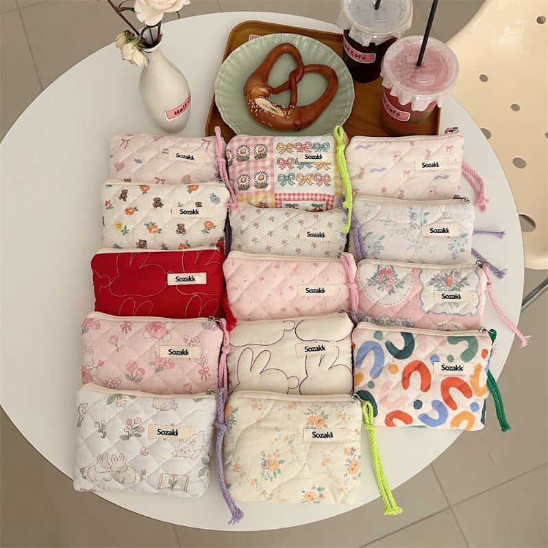 

Sweet Cartoon Printed Ladies Storage Bags Cute Portable Women's Small Cosmetic Bag Casual Soft Female Clutch Purse Case Handbags