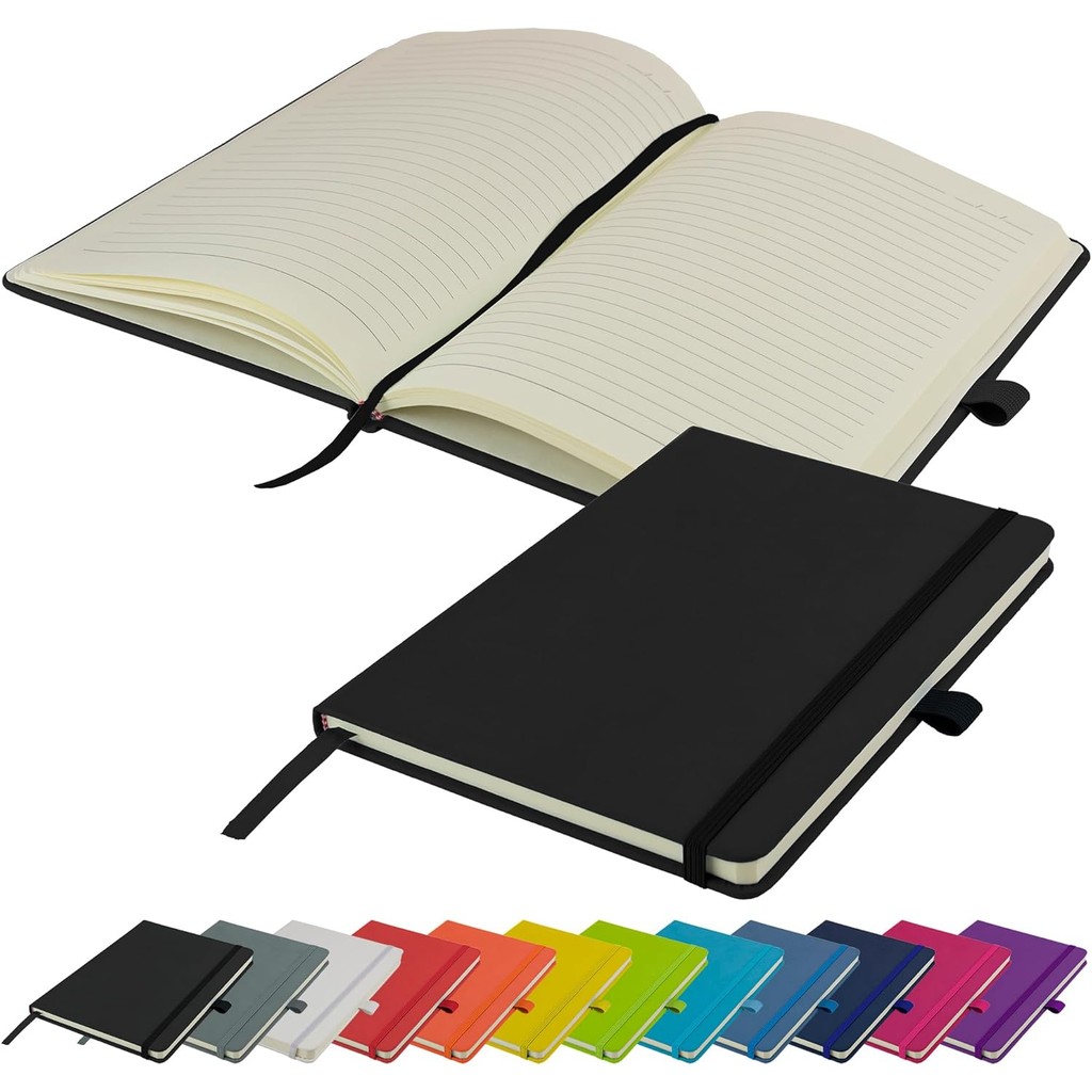 

New simple A5 Notebook Lined Hardback Journal with pen loop, elastic closure & page marker Notepad ，80 sheets/160 Pages