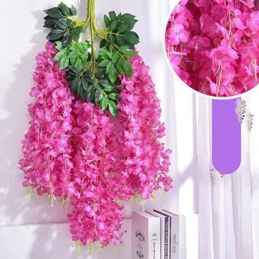 Juntai Wisteria Jumbo Gantung Daun Rambat Plastik- Bunga Lavender Artificial Wisteria Tanaman Import