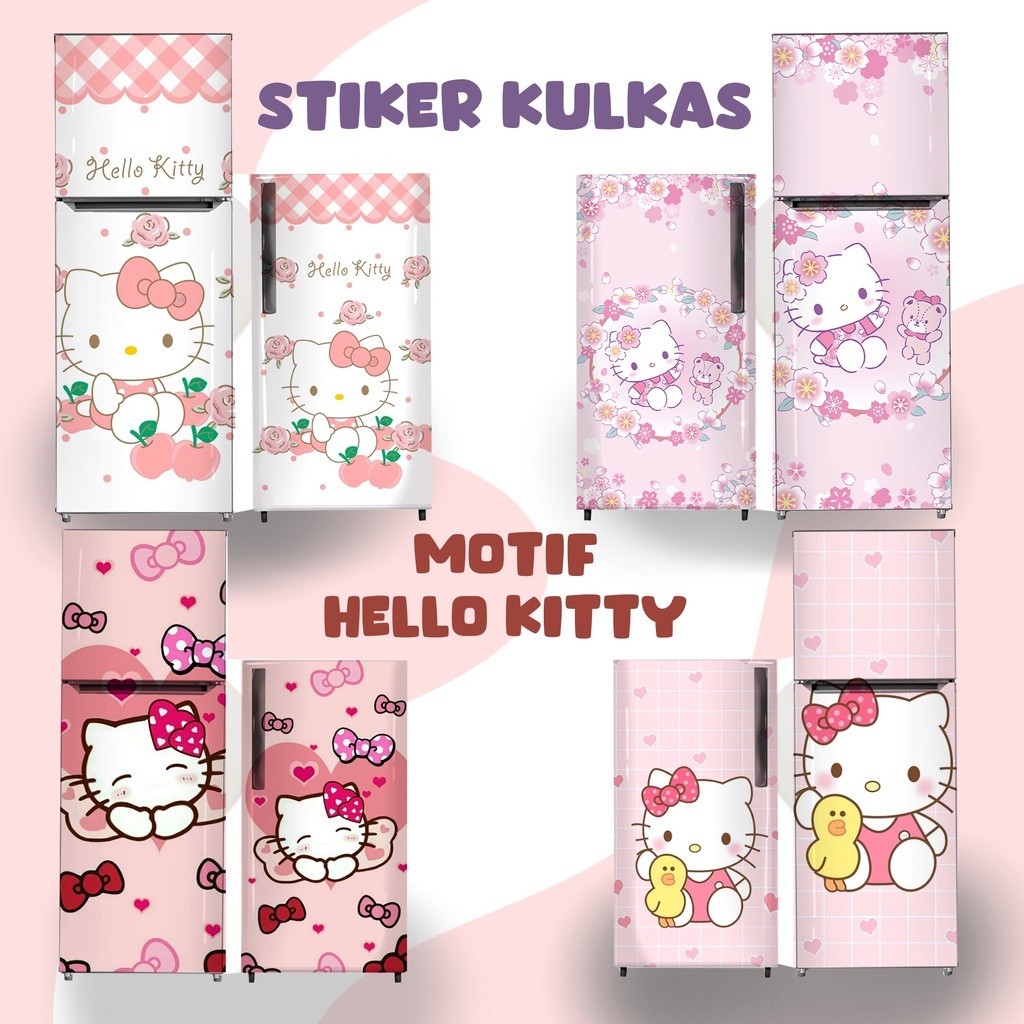 SETIKER STICKER KULKAS 1 PINTU - STIKER KULKAS 2 PINTU MOTIF  HELLO KITTY