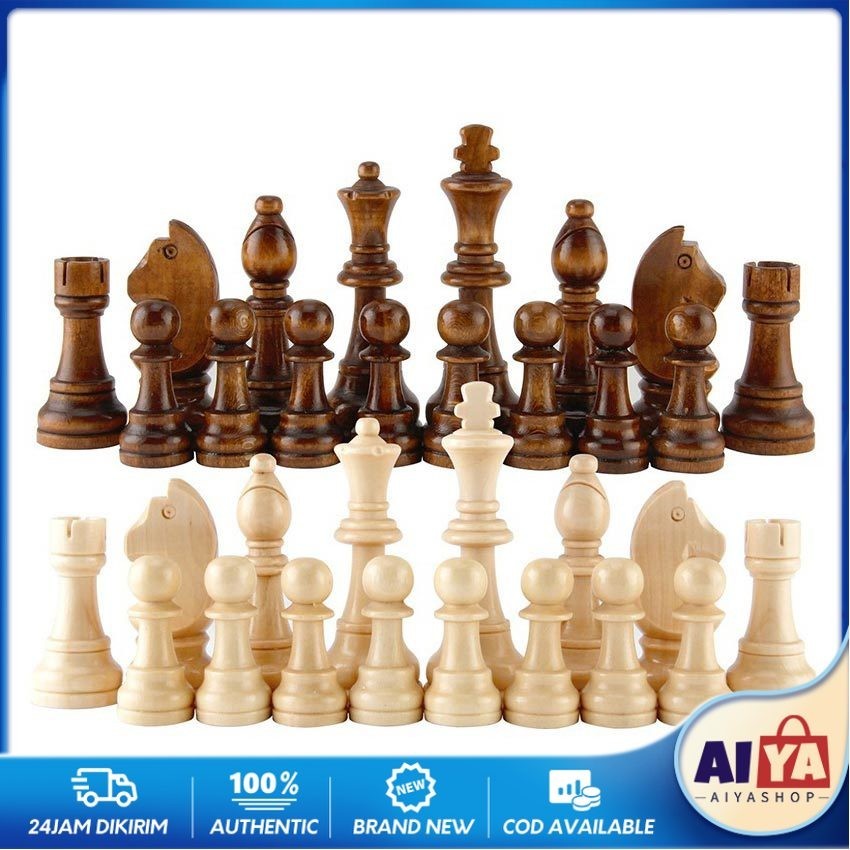 32Pcs Catur Kayu Percasi Internasional Wood Chess