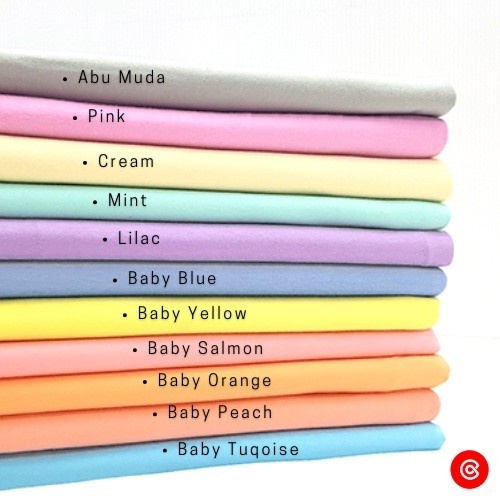 Cotton Combed  Kain Kaos Meteran Warna Muda Part 1 per Meter - Abu Muda, 30s