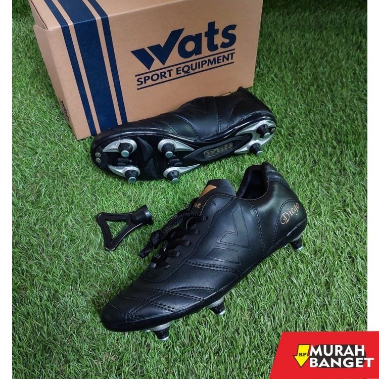 Sepatu specs keren- Sepatu bola PULL BESI kulit black series WATS Diego original free tas & deke ori