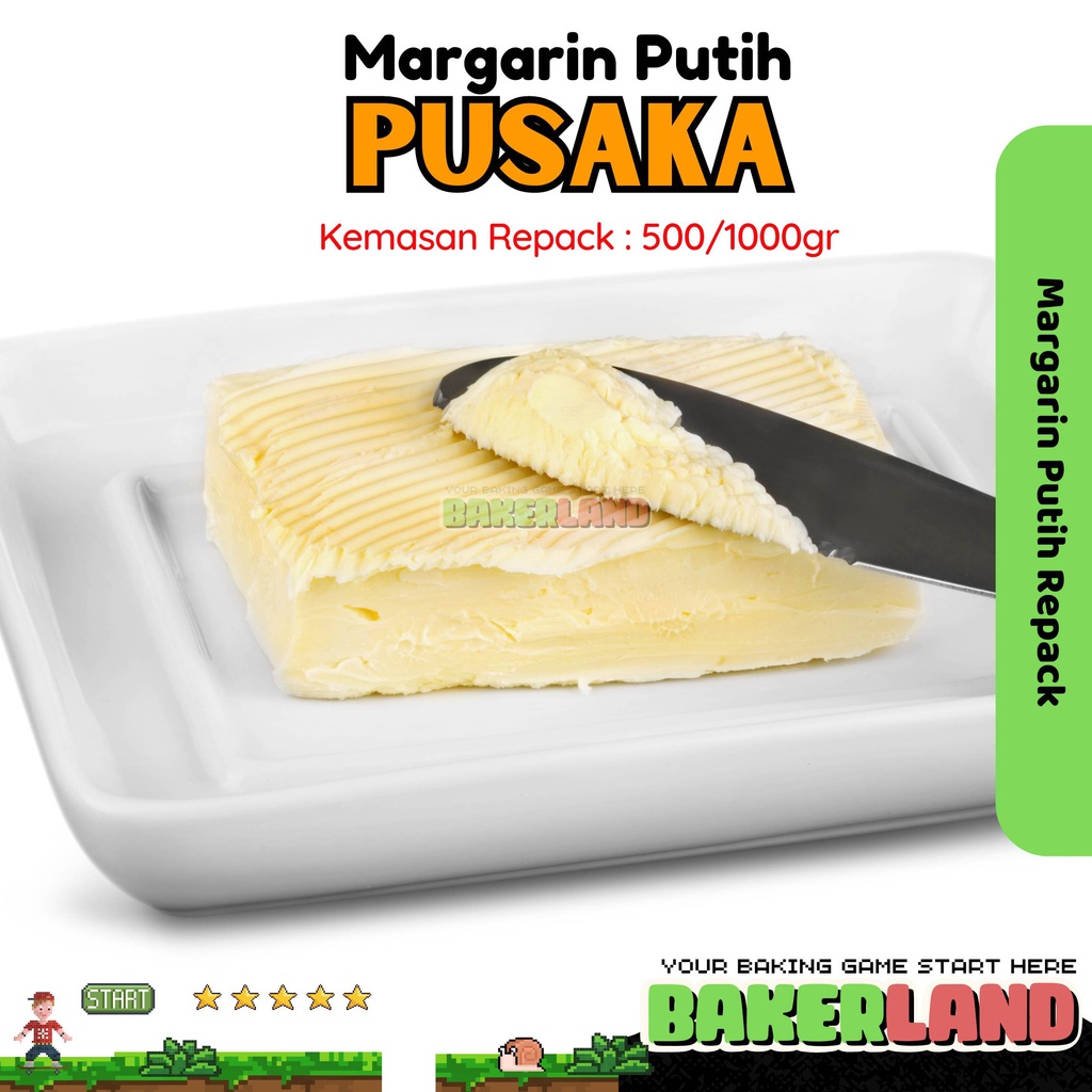 

Pusaka Margarin Putih Repack 500/1000gr / Margarin Putih / Mentega Putih / Margarin Pusaka Repack / Margarin Putih Pusaka Repack