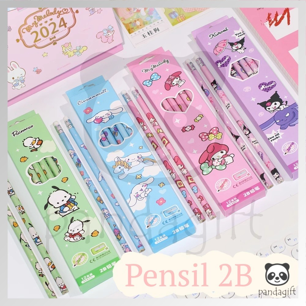 

(12 pcs) Pensil 2B Karakter / Pencil Kayu 2B Fancy Kartun Labubu Sanrio Lucu - GG0347