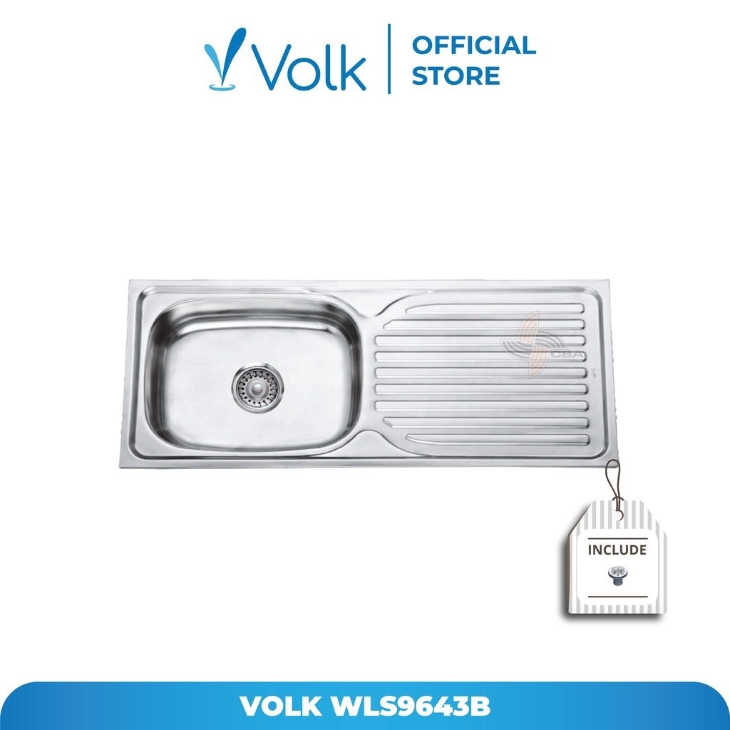 Bak Cuci Piring VOLK LEBAR 45 cm panjang 96 cm TEBAL Ciaran WLS9643B KOMPLIT AFUR SELANG