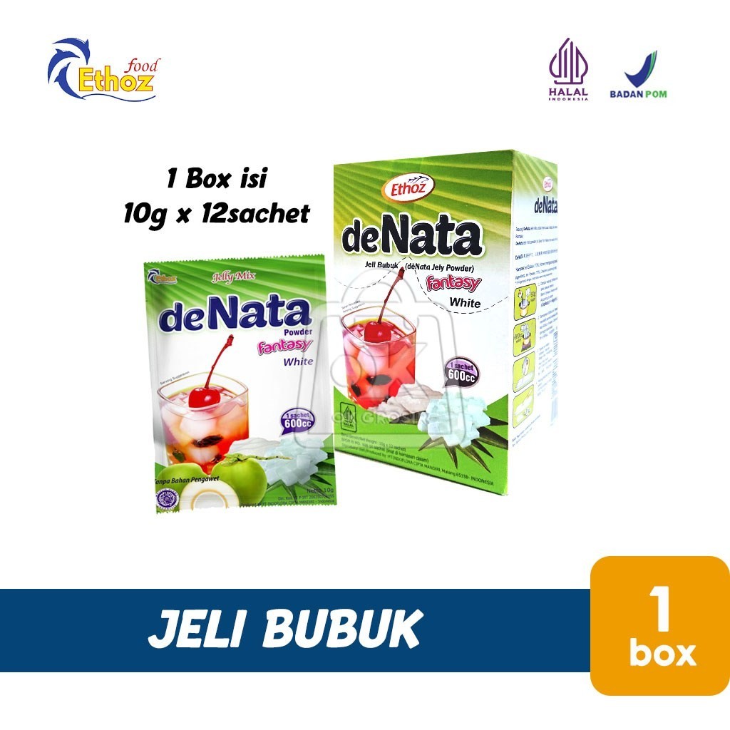 

Nata De Coco Bubuk DENATA Jeli Nata Jelly Powder (1 BOX isi 12pcs)