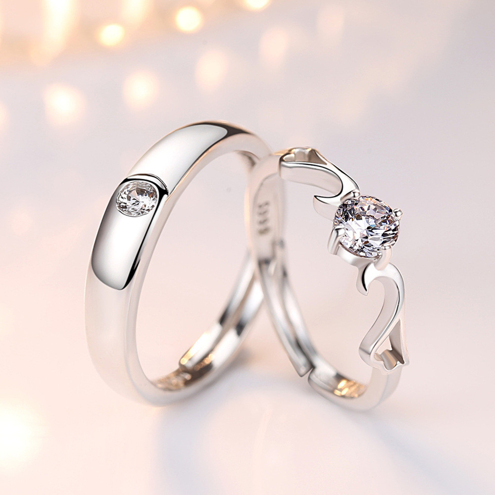 Cincin couple perak S925,cincin pertunangan Cincin kawin，cincin perak asli s925 free kotak kado mewa