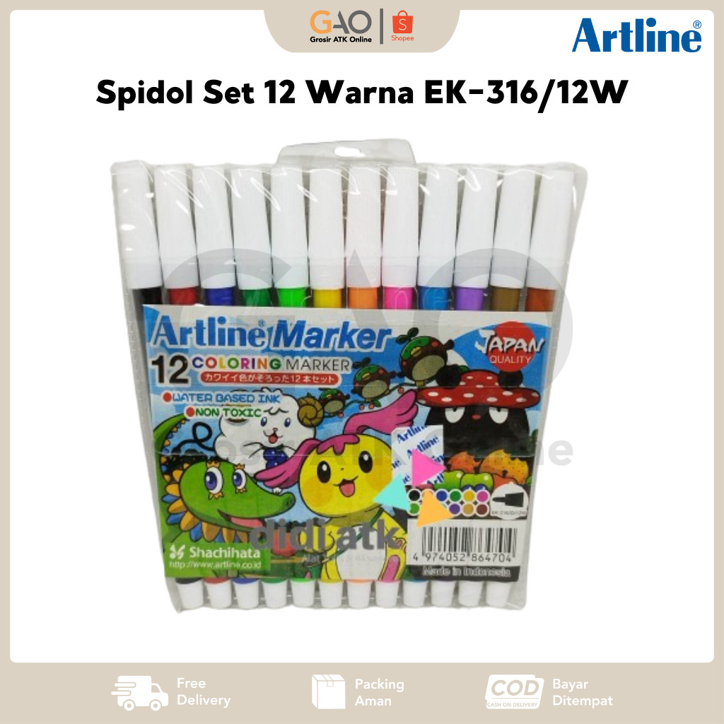 

Spidol Artline set 12 Warna EK-316/12W (1Pack Isi 12Pcs)