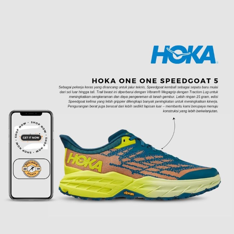Hoka One one speedgoat 5 sepatu lari pria original