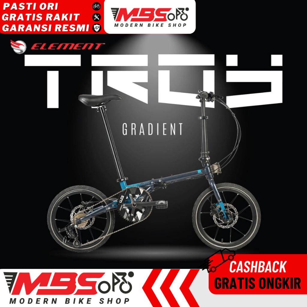 ELEMENT TROY 10 SPEED GRADIENT SEPEDA LIPAT 16 INCH DEWASA CHROMOLY