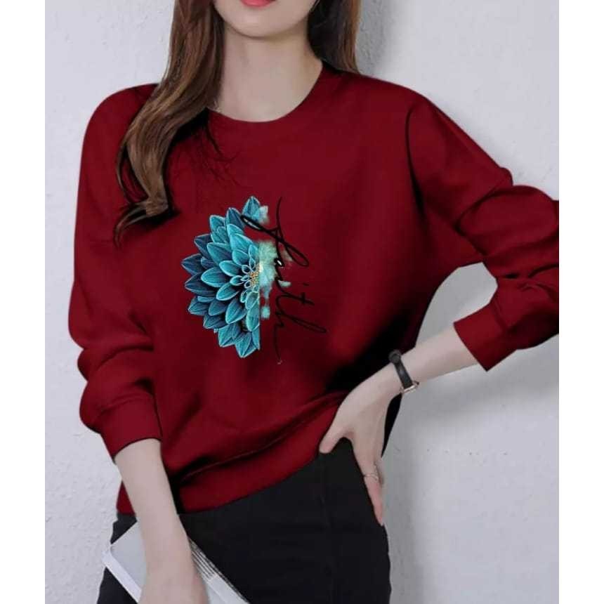 KAOS WANITA LENGAN PANJANG KEKINIAN/KAOS WANITA LENGAN PANJANG MOTIF BUNGA FAITH