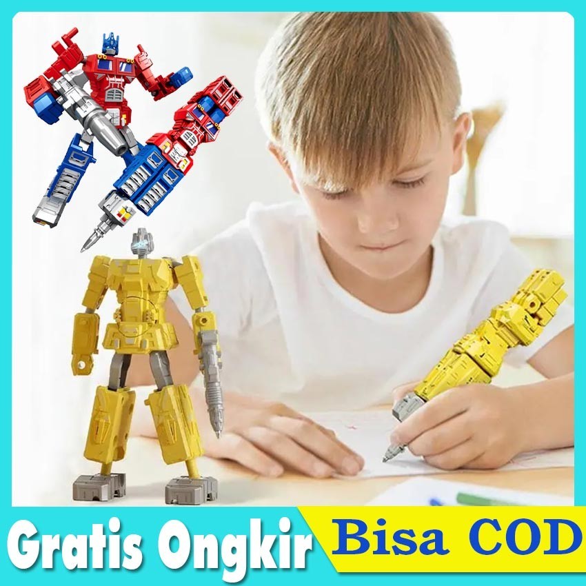 

Pulpen Robot Transformasi Pena Bolpen Anak Mainan Action Figure Robot Soldier Alat Tulis Hadiah Gift Optimus