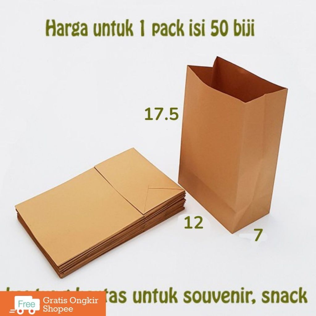 

kantung kertas samson 12x17.5 coklat kantong gorengan roti makanan paper bag snack food grade paperbag