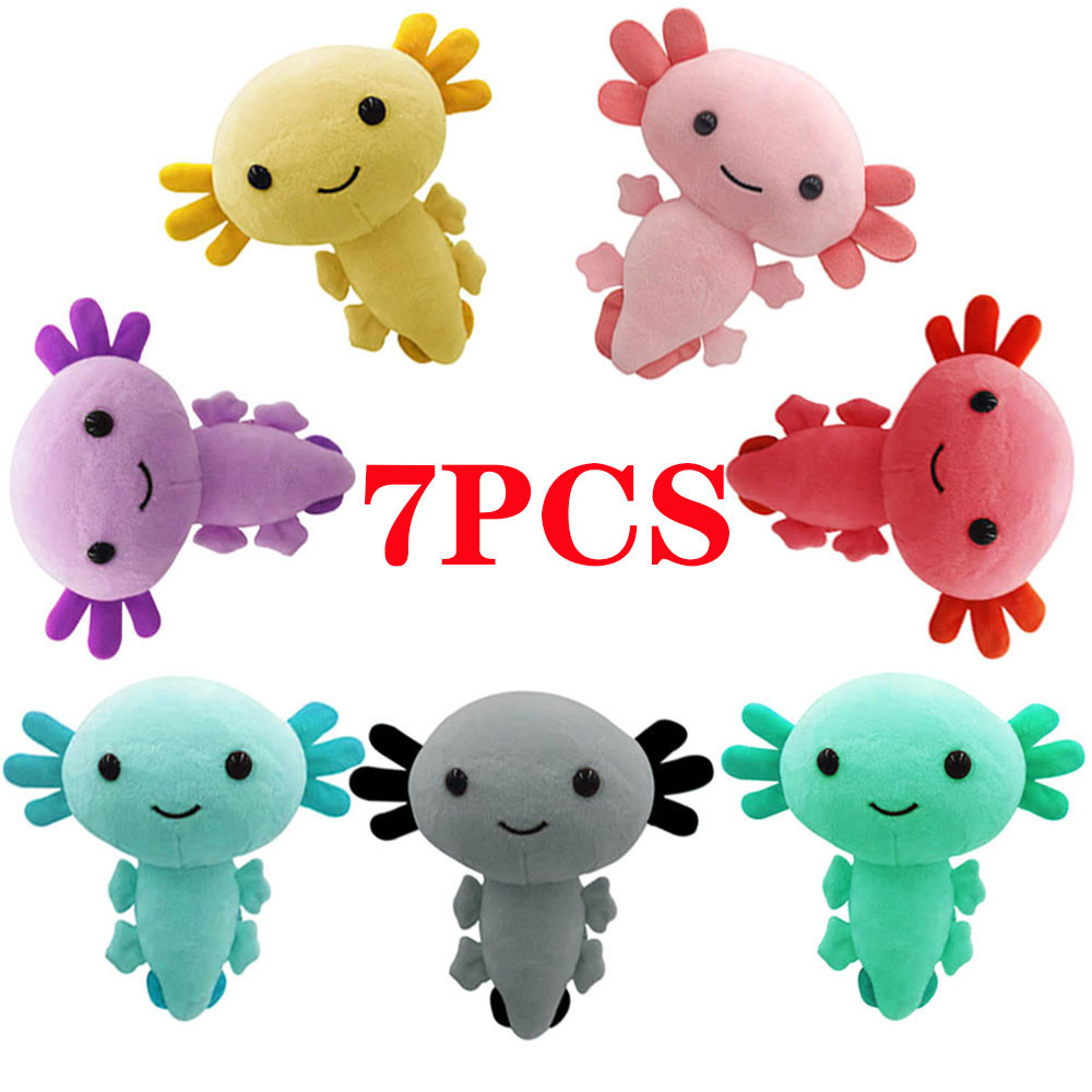Colorful Baby Axolotl Doll Plush Toy Small Handheld Kawaii Salamander Stuffed Newt Plushie Underwate