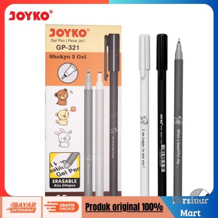 

[[KUALITAS TERBAIK]] Erasable Gel Pen / Pulpen Bisa Dihapus Joyko GP321 Shokyo 3 Gel Hitam COD