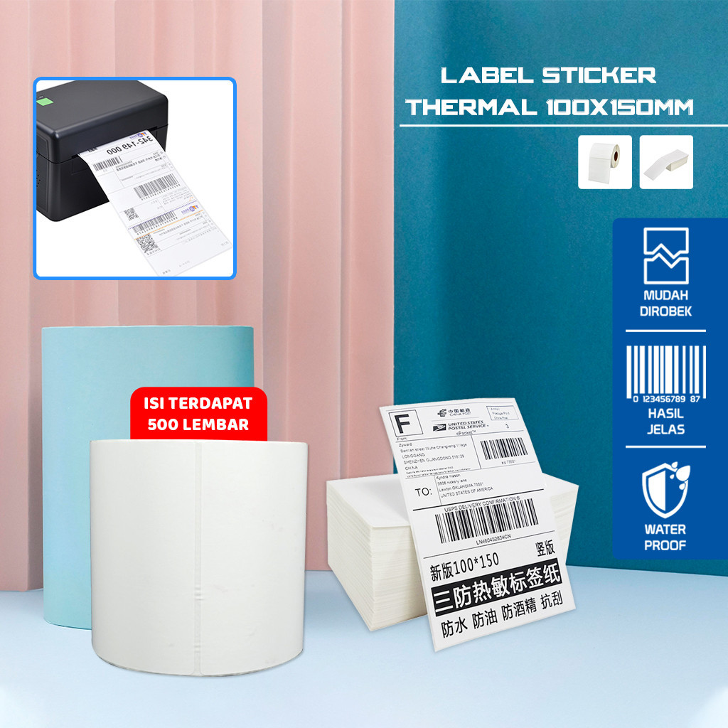 

Label Sticker Thermal 100x150 MM Isi 500 LEMBAR / Kertas Stiker Resi Label Barcode / Kertas Thermal Kertas Printer A72