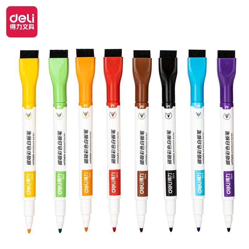 

Deli | Spidol Whiteboard + Penghapus | 8 warna | S514