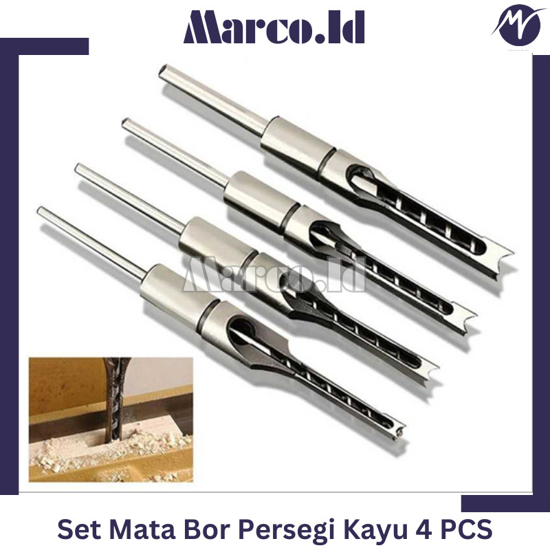 Set Mata Bor Persegi Kayu 4 PCS