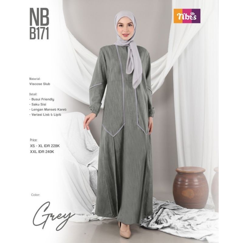 Gamis Nibras Original N'BRS NB B171 Terbaru Gamis Lebaran 2024 Dress Pesta Mewah Elegan Murah
