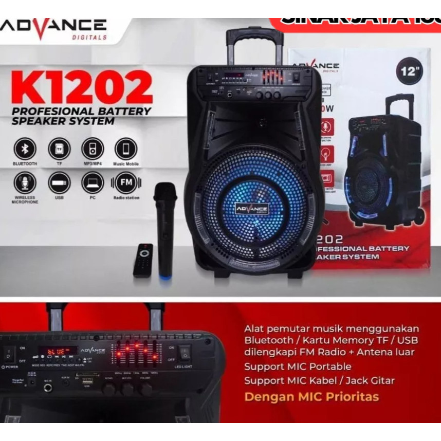 Speaker Advance K1202 K1502 PORTABLE BLUETOOTH SUARA MANTAP BERGARANSI - K1202