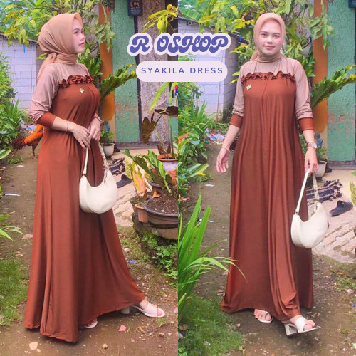 PROMO  SYAKILA DRESS GAMIS JUMBO XXXL KOMBINASI MODEL TERBARU IBU IBU PENGAJIAN BAHAN JERSEY UKURAN ALL SIZE BW PUTIH TULANG GAMIS UMROH//BAJU WANITA MODEL BARU / MURAH PROMO