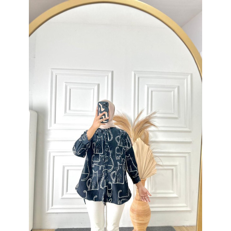 HUM - RFS OOTD Blouse Wanita Lengan Panjang Leher Berkerah /JENNY BLOUSE CTN ZANICA TUNIK / Atasan W