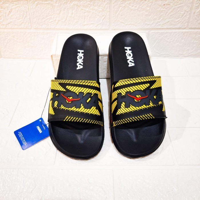 Freza_Store99 Sandal Slop Pria Sendal Karet Nike vs Adidas Original Import Premium - Black yellow, 3