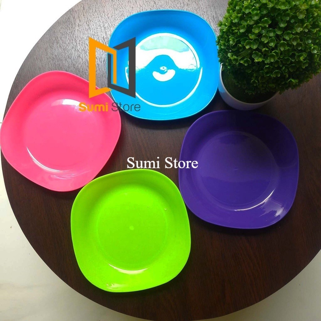 Piring Plastik Caca - 7.5" - Piring Segi Plastik - Panjang 19 cm- DJP