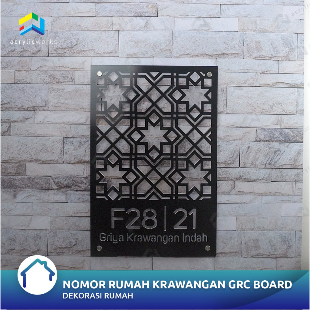 NOMOR RUMAH MODEL KRAWANGAN MOTIF BISA CUSTOM BAHAN GRC BOARD Recca
