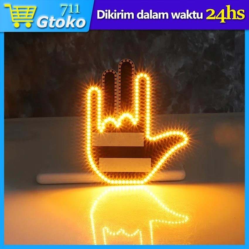 Lampu LED Gesture Remote Mobil Kaca Belakang Bentuk Jari Tangan Neon Finger Sign Light Dekorasi Hias