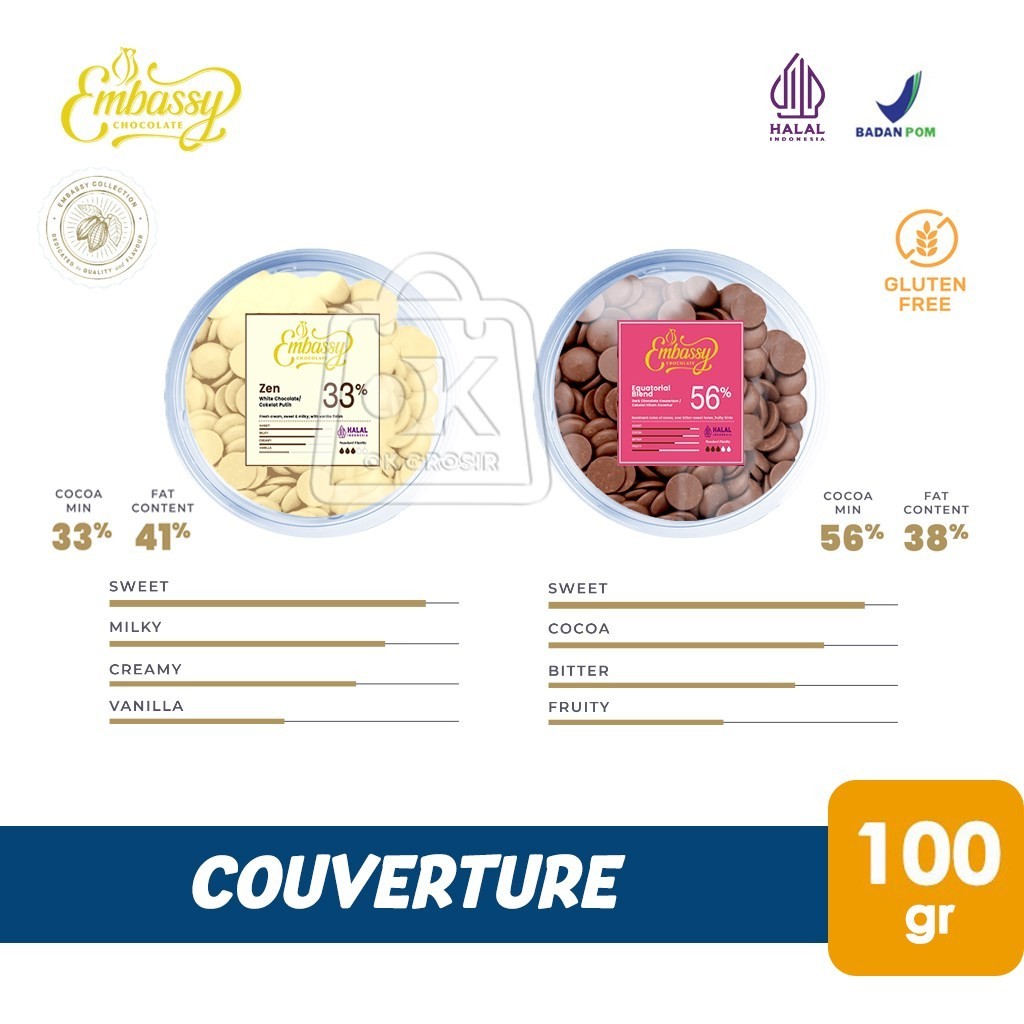 

Coklat Couverture Embassy Chocolate Kovertur (100 gr)