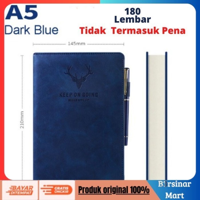 

[KUALITAS TERBAIK] Buku Jurnal Catatan Perjalanan Notebook A5 180 Lembar Cover Kulit PU - Biru