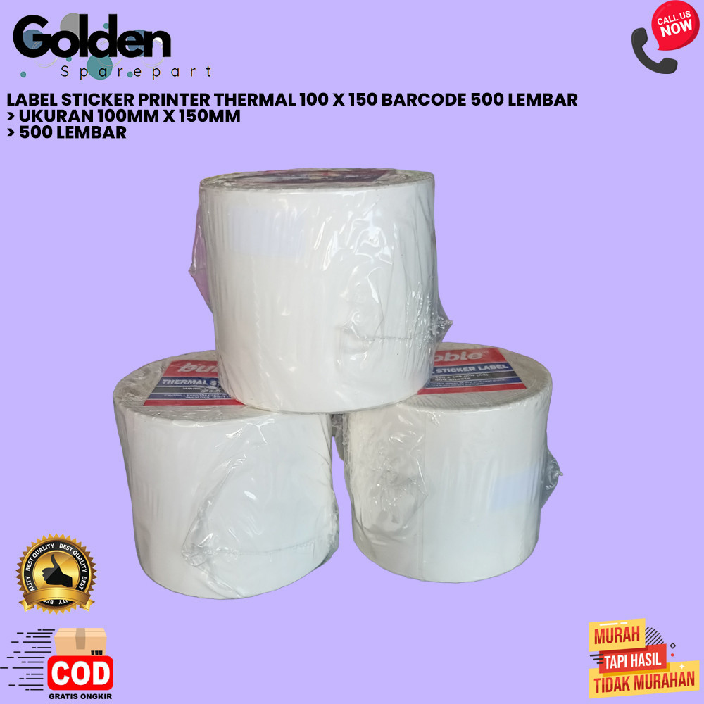 

LABEL STICKER PRINTER THERMAL 100 X 150 BARCODE 500 LEMBAR (GOLDEN)