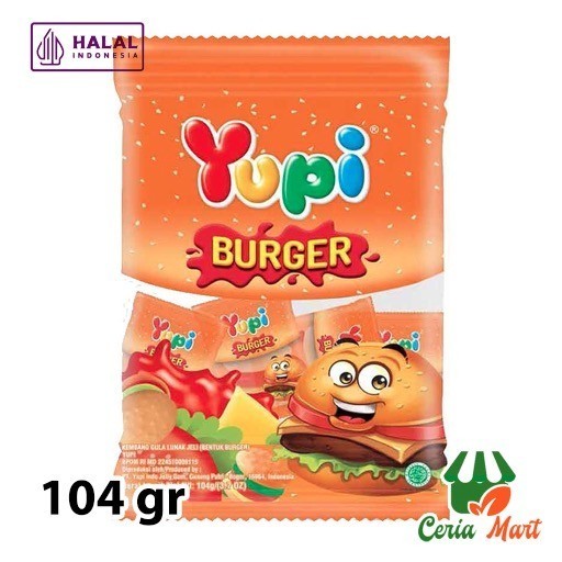 

Permen Yupi Mini Burger 104 gr Gummy Candy Snack Anak Anak