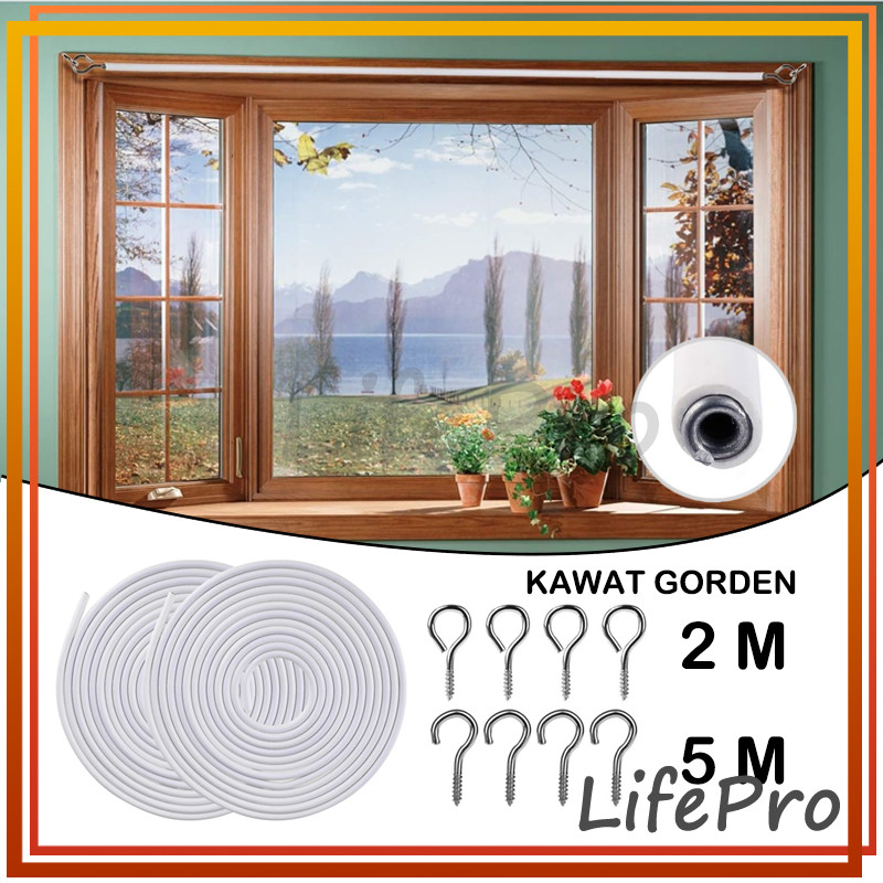 Kawat Gorden Kolong Dapur / Kawat Spiral Gorden Dan Hook Tempel / Selambu Jendela