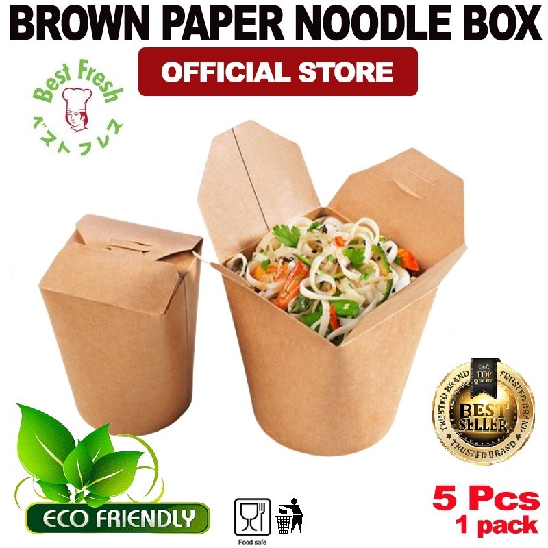 Noodle Kraft Bowl Isi 5pcs | Brown Kraft Paper Bowl | Kraft Food Pail | Kraft Noodle Cup | Mangkok K
