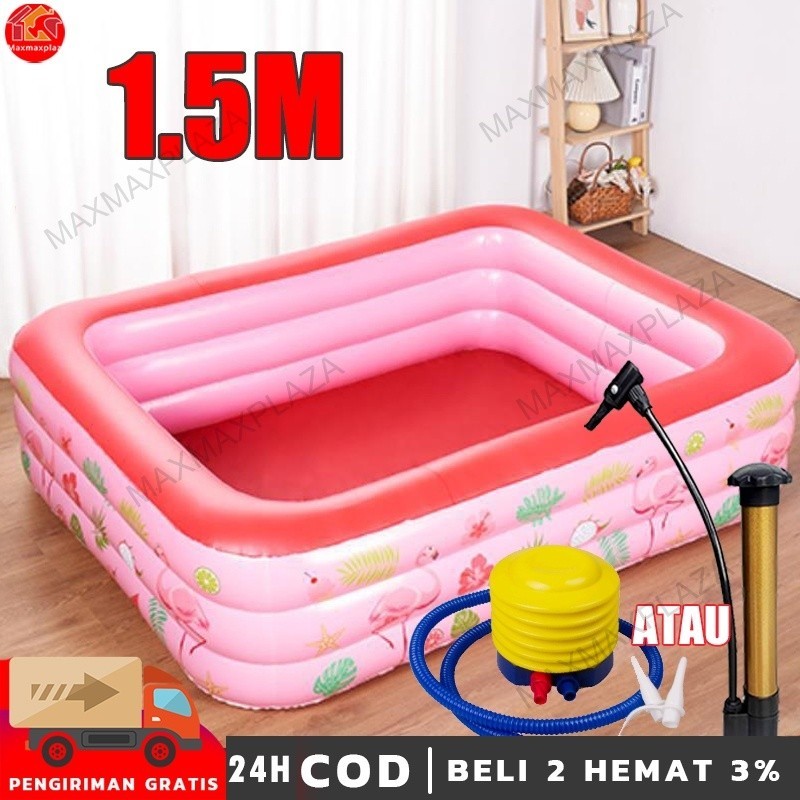 Kolam Renang Anak Kecil 1.5M  3Rings Kolam Renang Keluarga Tiup Besar Family Inflatable Swimming Poo