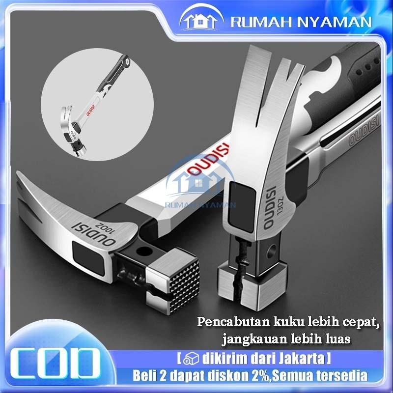 OUDISI Palu Kambing Magnet Multifungsi Palu Paku Baja Tahan Karat Square Head Kepala Bulat Pegangan 