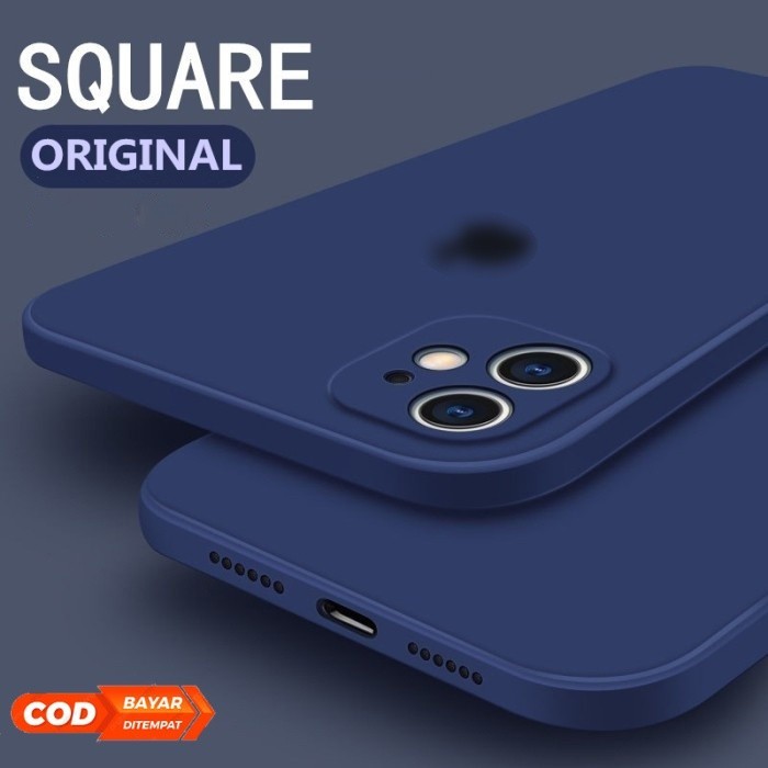 SILICONE SQUARE FLAT EDGE Soft Case iP iPhone 7 8 Plus X XR XS 11 12 13 Pro Max SE 2020 Casing Silik